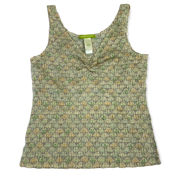 Sigrid Olsen Tops - Sigrid Olsen (sz L) green floral tank/blouse